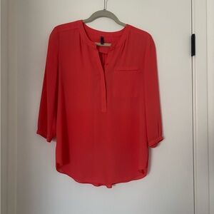 NYDJ Vibrant Coral Blouse in Petite Small